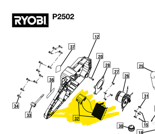 291725002 Ryobi Homelite Chainsaw Motor Controller and Battery