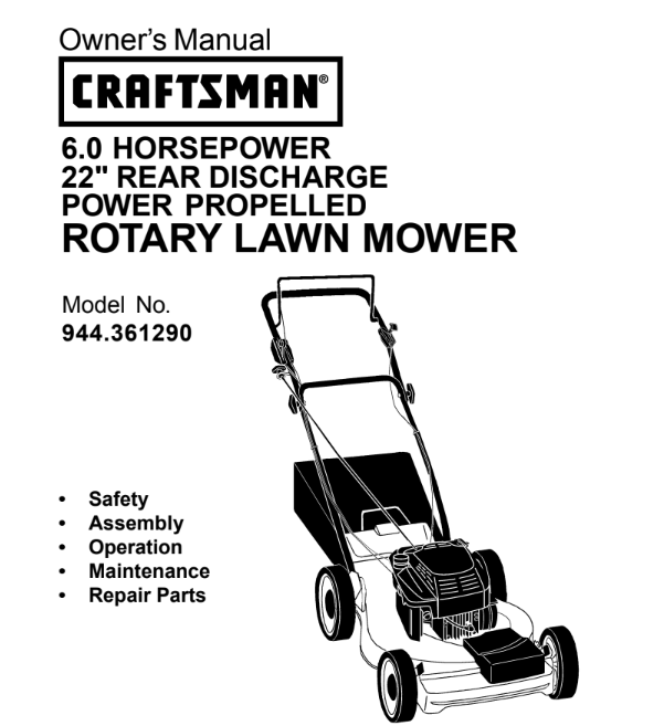 944.361290 Manual for Craftsman 22" Lawn Mower