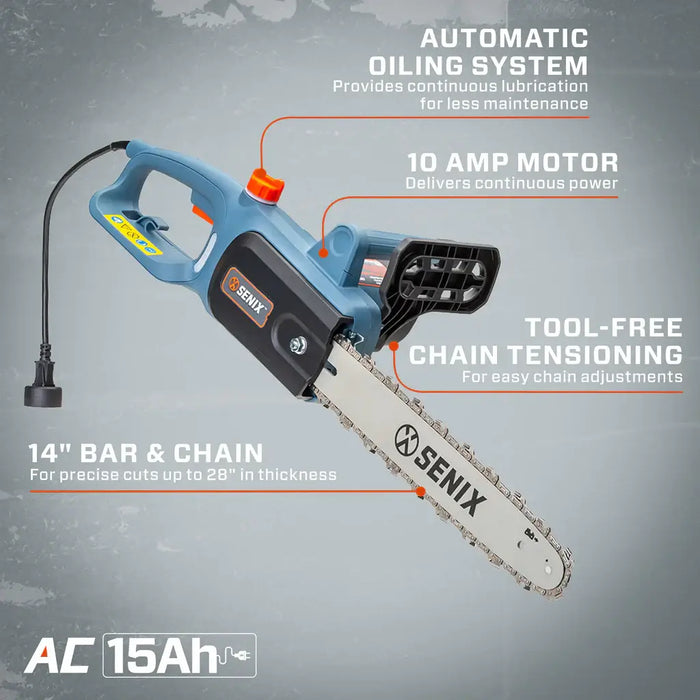 CSE10-L Senix 14-Inch 10 Amp Corded Electric Chainsaw