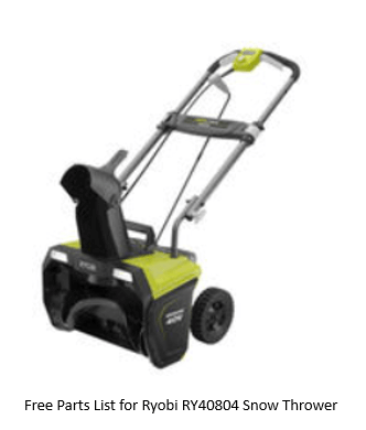 RY40804 Ryobi 40 Volt Snowblower 107700011 Rev 2 Parts List