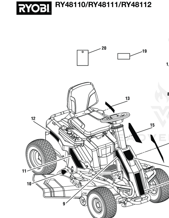 RY48110 Ryobi Riding Lawn Tractor Parts List