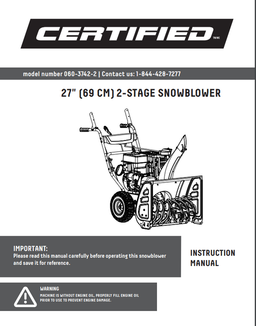 060-3742-2 Certified Snow Blower