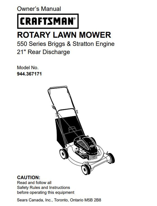 944.367171 Manual for Craftsman 21" Lawn Mower