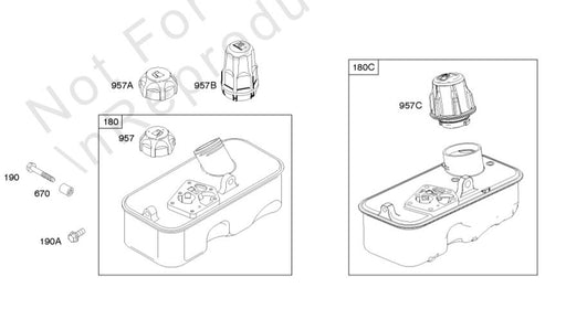 494406 Briggs & Stratton Metal Fuel Tank with fuel cap 497929S