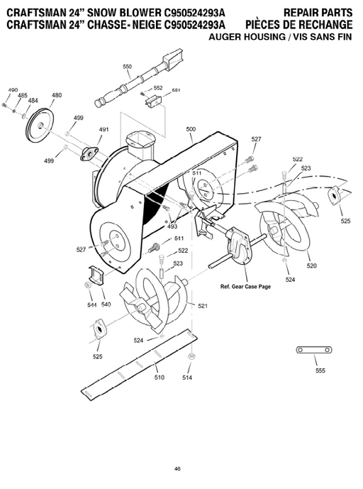 C950-524293A Craftsman 24" Snowblower Parts List C950 52429