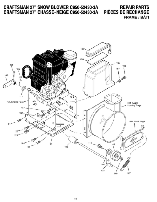 C950-52430-3A Craftsman 27" Snowblower Parts List