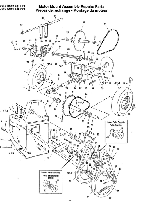 Craftsman Snowblower Parts List for Models C950-52504-6 C950-52508-6