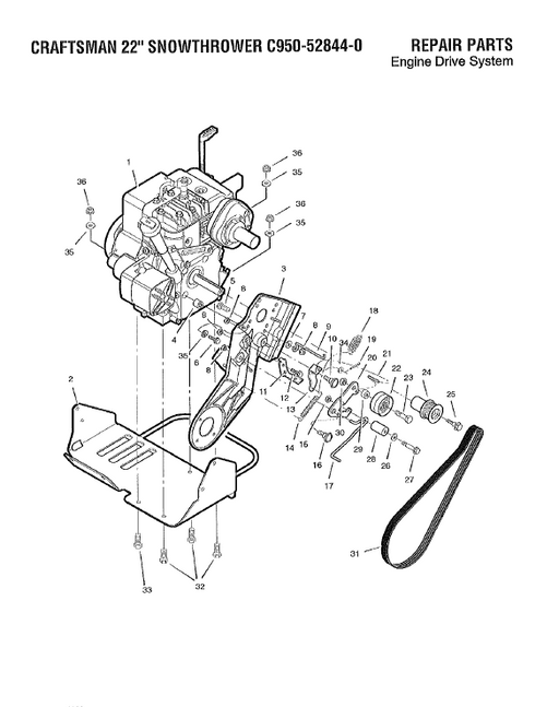 C950-52844-0 Craftsman 22" Snowthrower Parts List