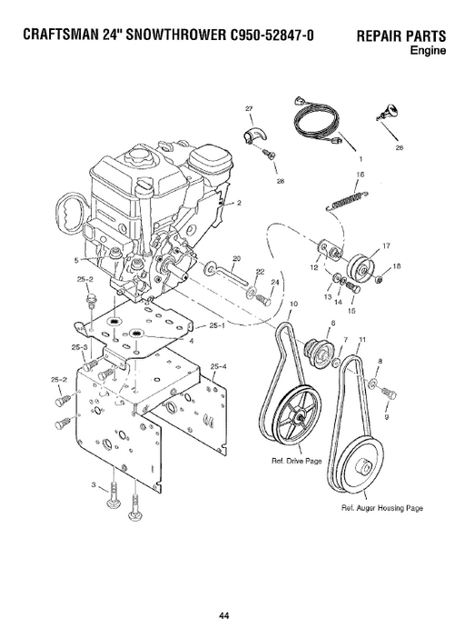 C950-52847-0 Craftsman 24" Snowthrower Parts List