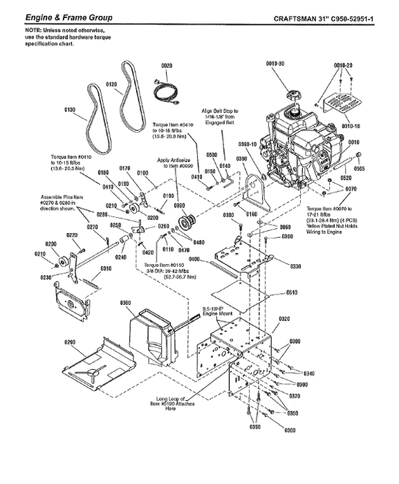 C950-52951-1 Craftsman 31" Snowblower Parts List