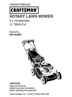 944.364580 Manual for Craftsman 21" Multi-Cut Lawn Mower