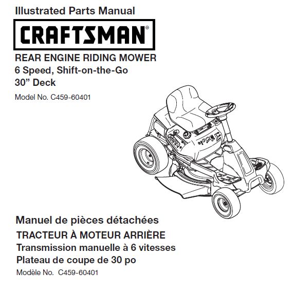 C459-60401 Manual for Craftsman 2014 30" Riding Mower