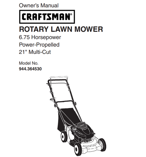 944.364530 Craftsman Rotary Lawnmower Manual